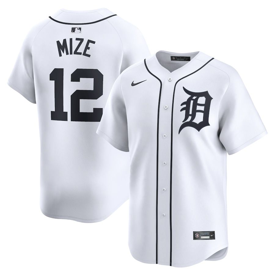 Men Detroit Tigers #12 Casey Mize Nike White Home Limited Player MLB Jersey